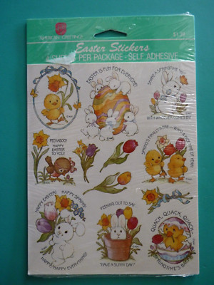 Vtg American Greetings Stickers EASTER/SPRING (4) Sheets Sealed Bunnies Chicks