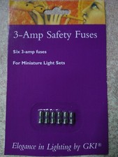 2 Pack Of 6 3Amp Ampere Safety Fuses For String Along Christmas Light Sets 3/8"
