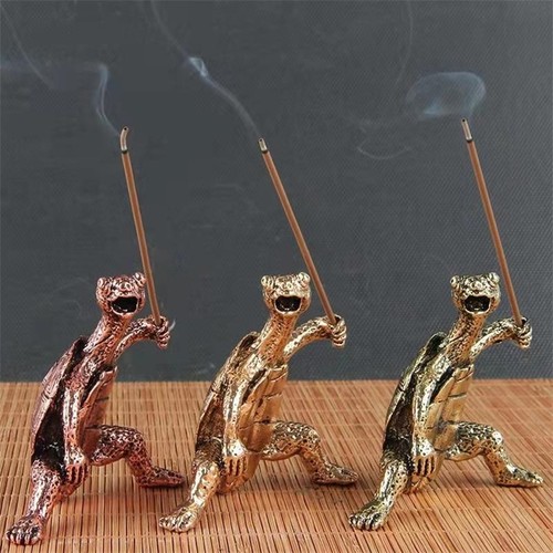 Quemador de incienso arrastrar animal té cobre decoración incienso base hogar 2 piezas antiguo - Imagen 2 de 6