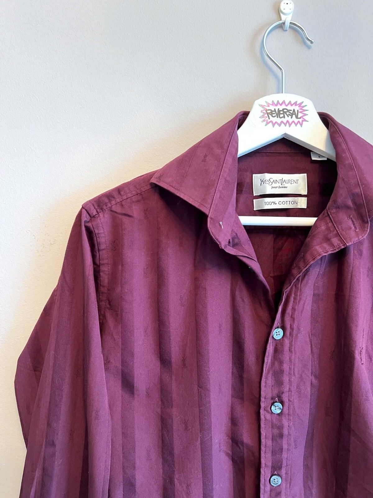 Camicia abbottonata Yves Saint Laurent da uomo borgogna gemelli S YSL