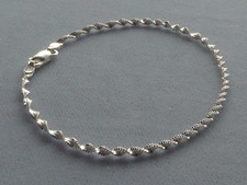 7" ITALIAN STERLING SILVER BRACELET TWISTED SHIMMERY DESIGN ITALY 925