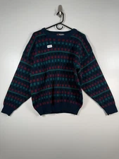 Vtg Scandia Mens Multicolor Geometric Knitted Grandpa Sweater Sz Medium 22x26