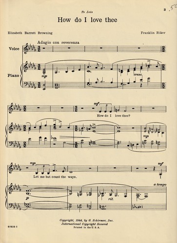 HOW DO I LOVE THEE Vintage Sheet Music By Franklin Riker 1944 - Picture 2 of 2