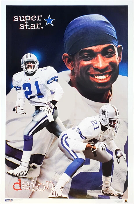 SPORTS POSTER WAREHOUSE Deion Sanders SUPERSTAR (1995) Dallas Cowboys Vintage NFL Football 23x35 POSTER