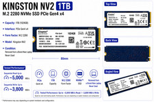Kingston 1TB NVMe M.2 2280 SSD PCIe Gen4 x4 OM8PGP41024Q-AA OEM 5000MB/s