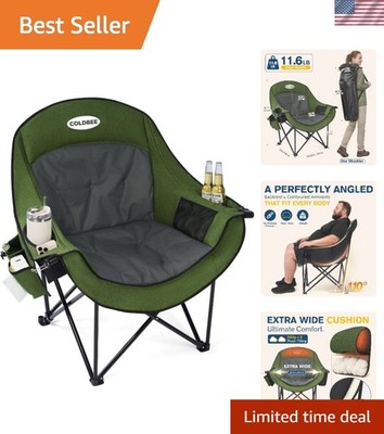 Oversized Camping Chairs for Adults - Heavy Duty Padded Folding Lawn Chairs w...