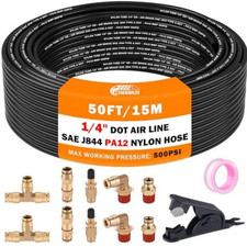 50 Ft 14 Dot Air Line With Brass Fittings For Air Bags Suspension 10-piece Kit