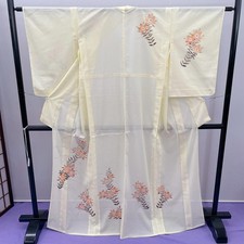 Kimono BY 3035 Pure Silk Summer Pale Cream Floral Pattern
