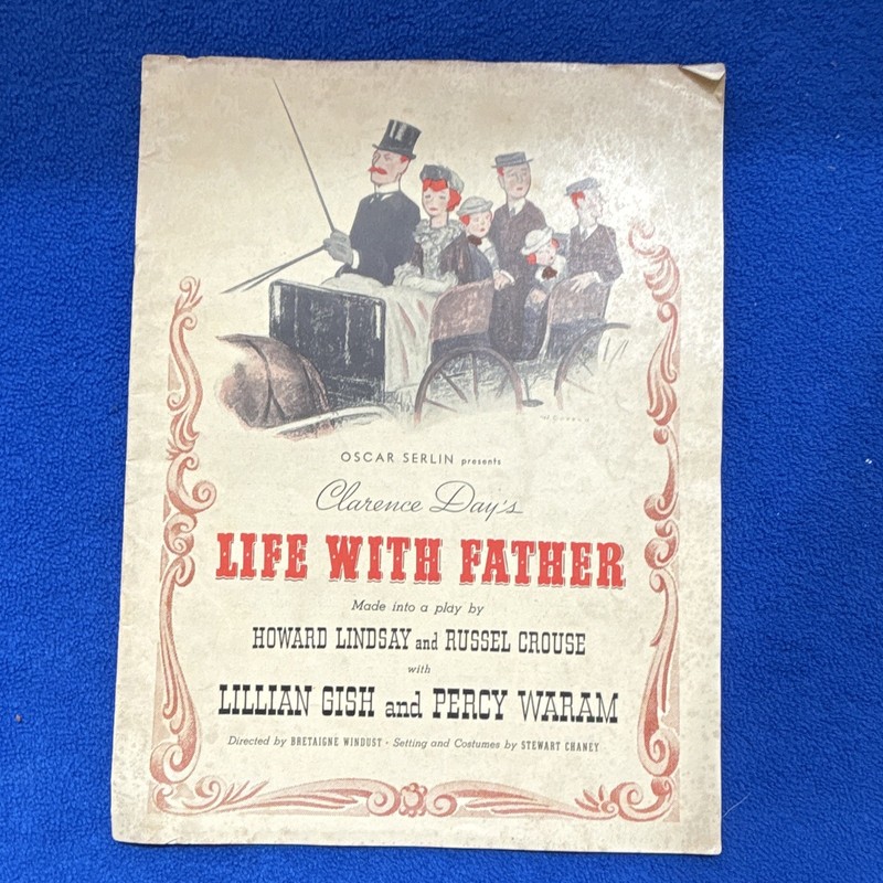 Life With Father Theater Souvenir Program Howard Lindsay, Lillian Gish
