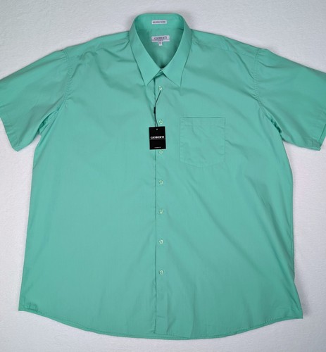 GIOBERTI Solid Mint Short Sleeve Button-Up Casual Regular Fit Men's 4XL Shirt - Afbeelding 3 van 12