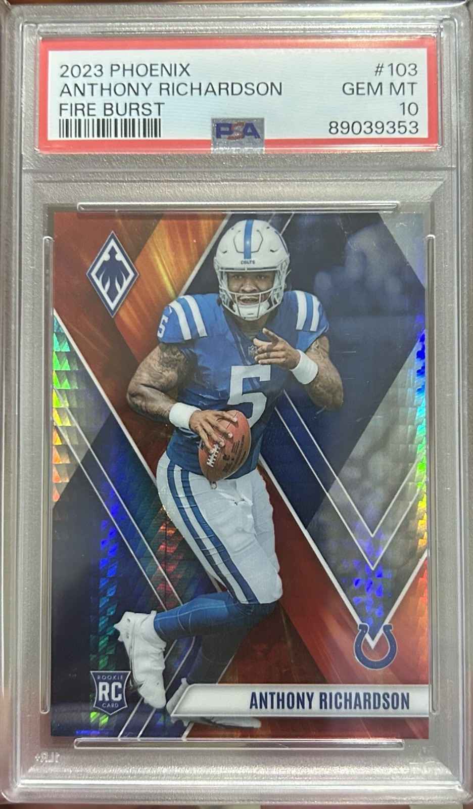 2023 Panini Phoenix Anthony Richardson #103 Rookie Fire Burst /340 PSA 10