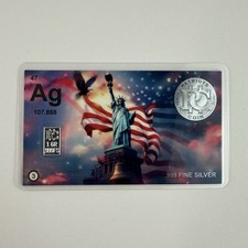 1 Grain Silver Art Bar Card .999 Silver. America&rsquo;s 250Th Anniversary Series #3
