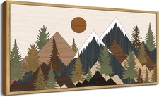 KUVIOKE Morden Mountains Framed Wall Art Pine Tree Forest Nature Landscape Artwo