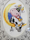 Counted Cross Stitch Framed Picture - "Cow on the Moon" - New - SALE PRICE! — photo 3