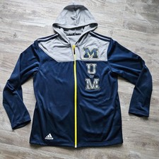 Adidas Track Jacket Size L UofM University of Michigan Wolverines Zip Hoodie