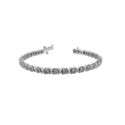10k White Gold 2Ct Lab Grown Diamond Composite Bracelet 7'' Gift For Women