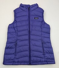 PATAGONIA Girls XL 14 DOWN Puffer VEST Sweater Kid PURPLE Logo Pockets Outdoor