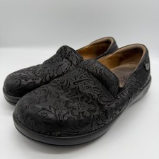 Alegria Keli Professional Slip On Clogs Black Embossed Leather Shoes 39