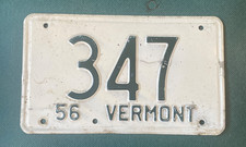 "3- digit" - 1956 Vermont license plate #347, solid plate, C pictures. SHORTY!