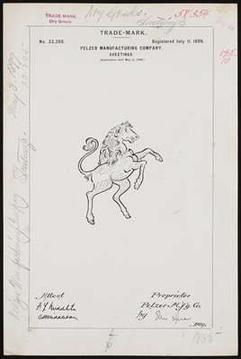 Photo:Pelzer Manufacturing Company Trade Mark Horse Logo Sheetings 1899