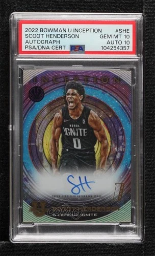 2022 Bowman Inception University Scoot Henderson PSA/DNA 10 GEM MT Auto