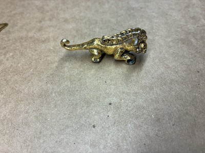 Vintage Signed Alva Studios tiger pendant Aztec Inspired Gold Tone Statement