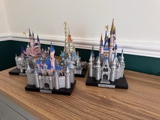 Disney Castle Figurines Lot of 4 on Bases with Tinker Bell Theme