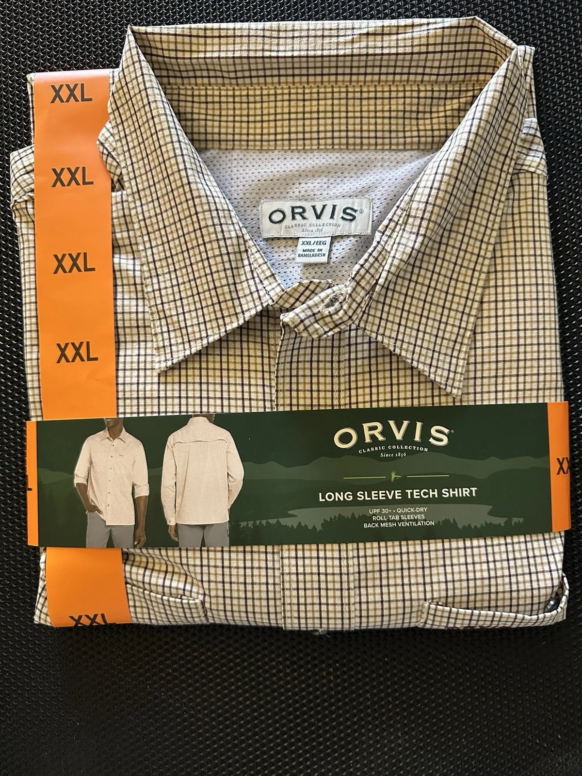 ORVIS Mens Tech Shirt Woven Outdoor Hiking Fishing Plaid XXL