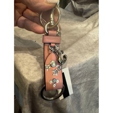 Coach Trigger Star Leather Star Embellished Key Fob - nwt pouch