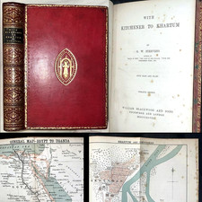 1898 KITCHENER 2 KHARTOUM LEATHER SUDAN WAR BRITISH IMPERIALISM WAR MILITARY MAP