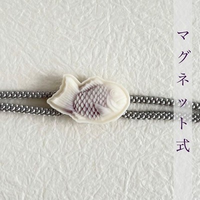 Haori string magnetic type pure silk braid sea bream fish purplewhite