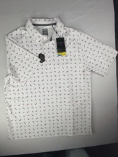 Callaway Shirt Mens LARGE WHITE Golf Print Polo Opti Dri Swing Tech