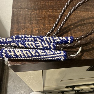 Blue White Beaded native American key lanyard New York Yankees
