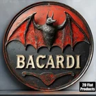 Bacardi Logo Metal Tin Sign 8x8" Vintage Bar Wall Decor Plaque Home Pub Garage