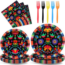 100PCS Mexican Fiesta Party Plates and Napkins Party Supplies Mayo Mexico Mexica