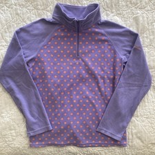 Girl's Columbia Fleece 1/4 Zip Pullover Shirt, Large 14-16 Purple Dot, Jacket