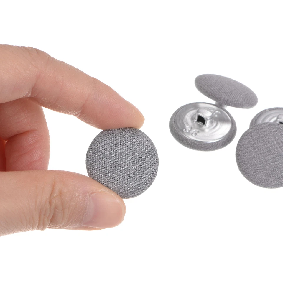 Металлические круглые пуговицы 23 мм тканевые покрытые тканью серые 10 шт. - Изображение 4 из 4