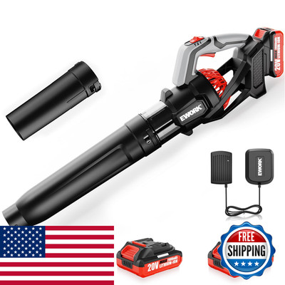 Ework Leaf Blower Cordless 20V 550Cfm Powerful Electric Leaf Blower 2 Batteries