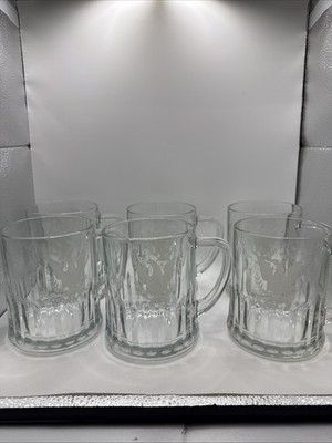 Vintage GREAT SEAL of the USA Frost 20oz Panel GLASS Beer MUG Lot Of 6