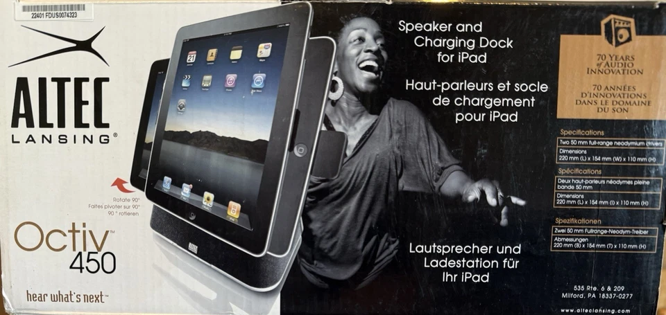 Estación de acoplamiento Bluetooth AltecLansing con base remota OCTIV450 iPad A0001 Foto 3 de 4