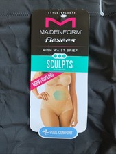 Women  s MAIDENFORM FLEXEES SCULPTS HIGH WAIST BRIEF Black Small 4-6 NEW