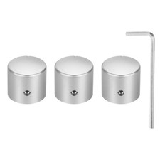 3 Pcs Aluminium Knobs , 1/4" 6mm , 15/16" Silver
