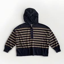 Barbour Hoodie Odette Damen Größe UK 12 marineblau gestreift 100 % Baumwolle Pullover Sweater 