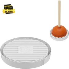 Toilet Plunger Holder Only, Plunger Tray (White) - Plunger Mat Air Drying Mat fo