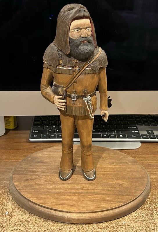 12” Tall Hand-Carved Statue “WHITE FACE BEAR” Mountain Man SIGNED 1997 Figure