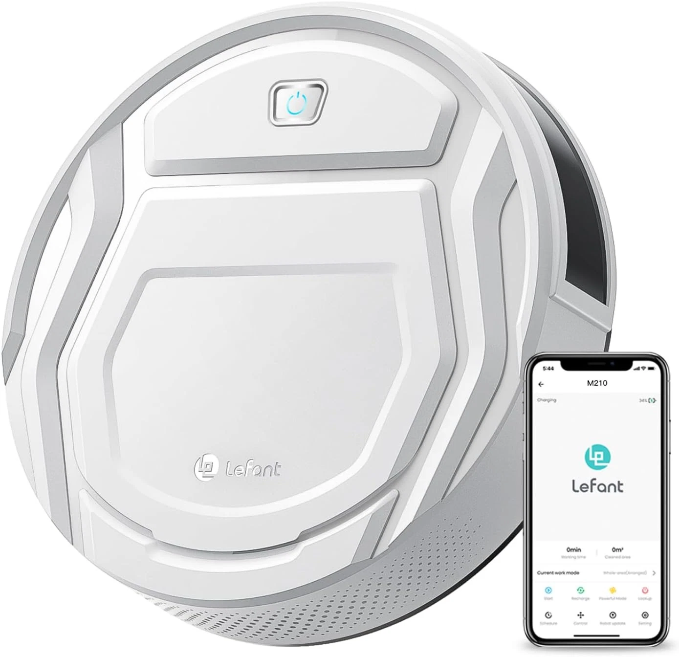 Lefant Robot Vacuum Cleaner, Strong Suction, 120 Mins Runtime, Slim, White