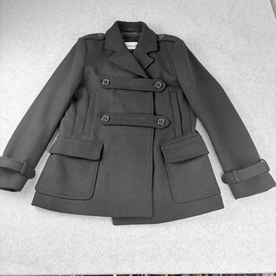 ADOLFO DOMINGUEZ Women s Black Double Breasted Peacoat Jacket Size S Lined