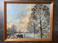 Gudrun Sibbons (1925-2020) Oil on Board Vintage Reproduction River Landscape