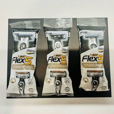 BIC Flex5 Titanium Razor 3 Pack New Ultra-Twin Blades Balancing Sphere