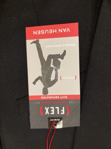 $220 Van Heusen PARA HOMBRES 42L BLAZER CHAQUETA AJUSTADA ABRIGO DEPORTIVO FLEX NEGRO NUEVO - Imagen 6 de 6